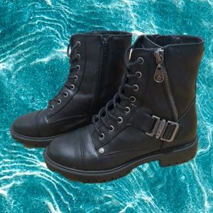 G by Guess Black Combat Boots, Women's 6